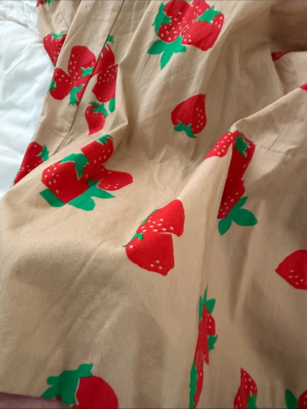 Anthropologie Beige Maxi Skirt with Red Strawberry Print - Picture 11 of 11
